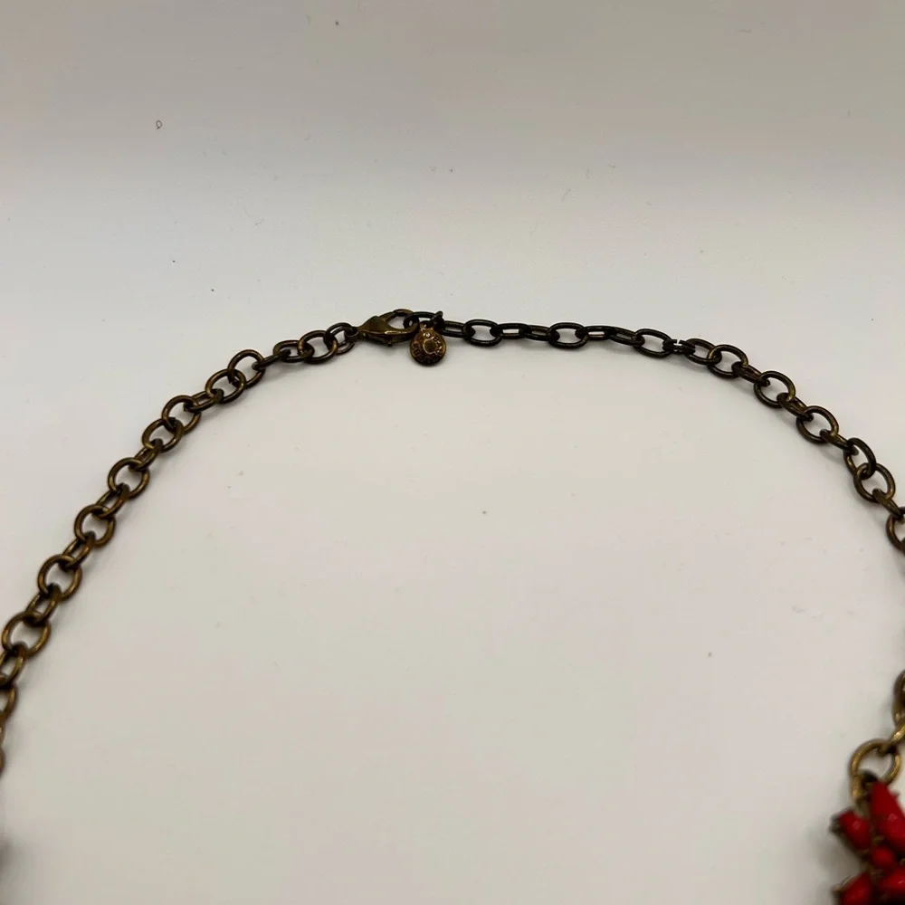 J.Crew bold floral necklace pink clear faceted beads special occasions ornate - Picture 2 of 11